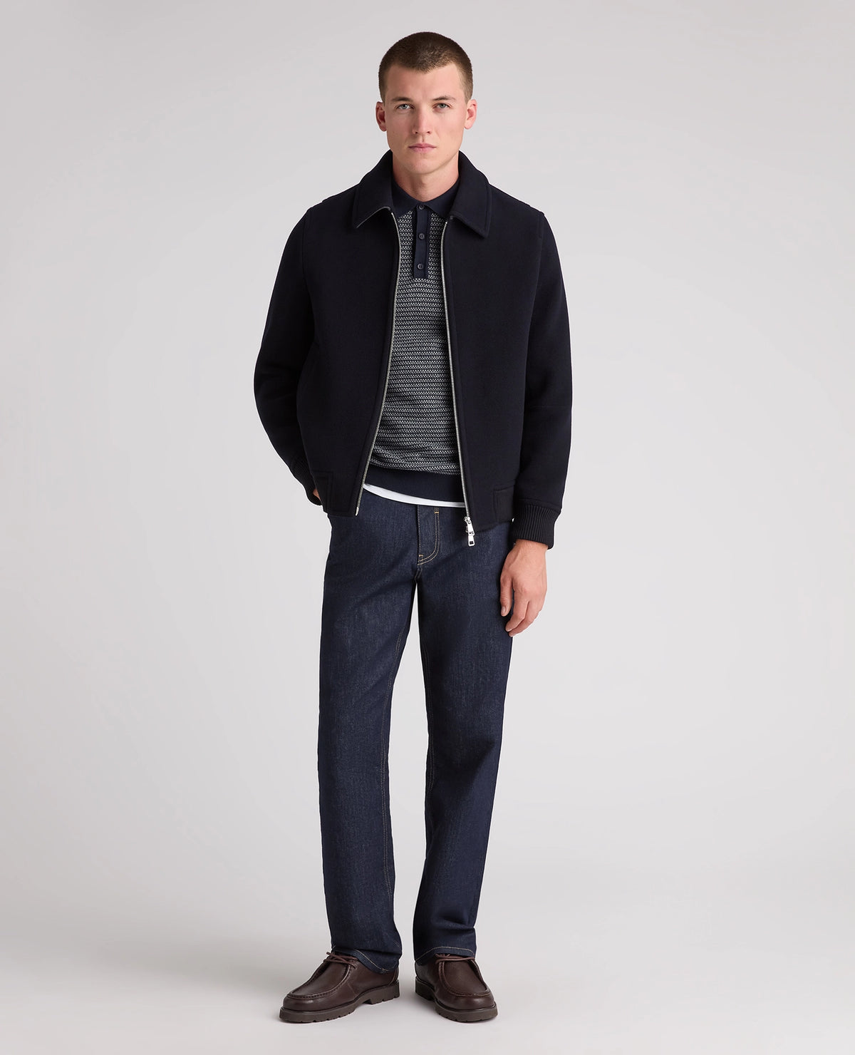 Remus Uomo Tyler Wool-Blend Zip Coat - Navy 4_90721_78_02