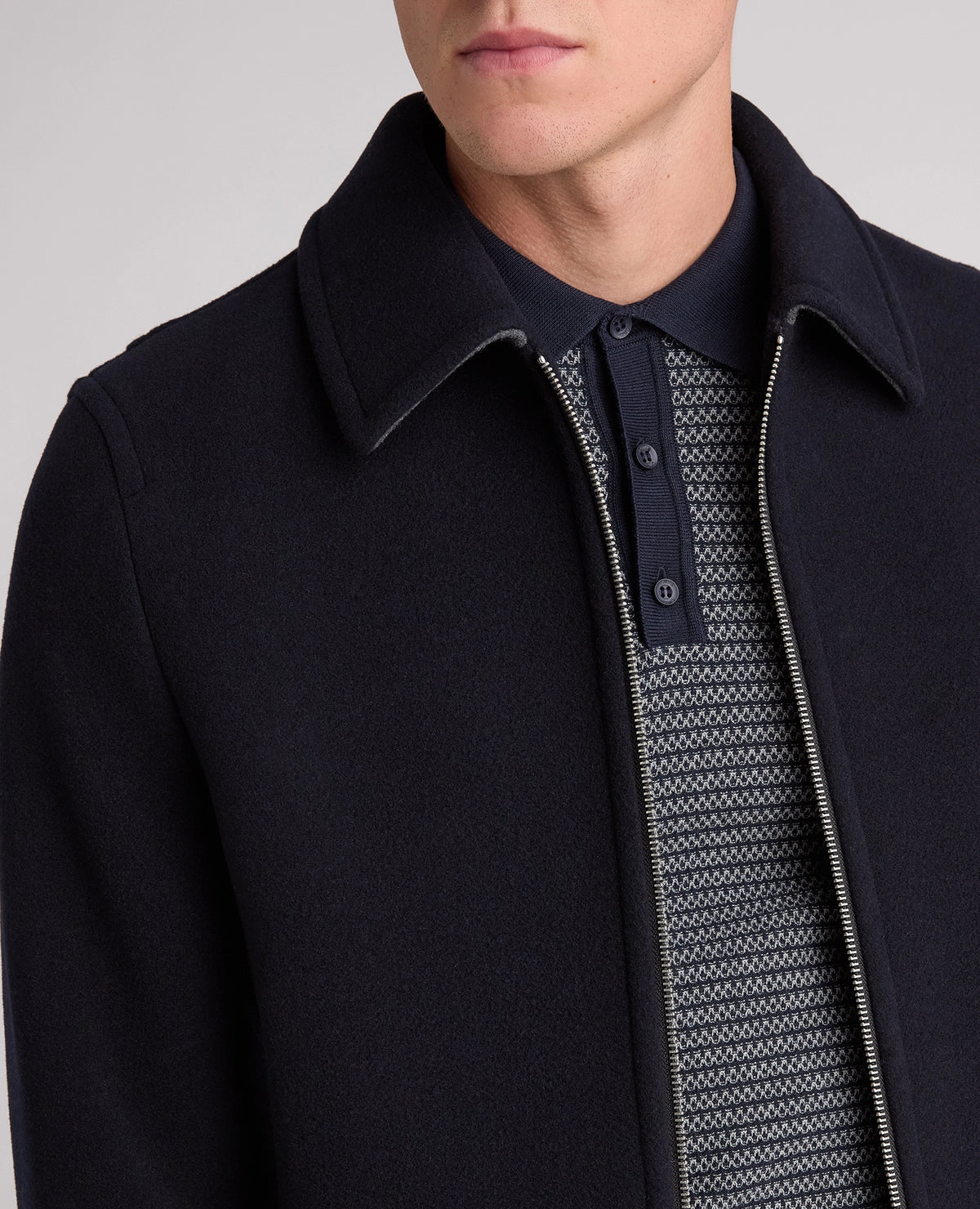 Remus Uomo Tyler Wool-Blend Zip Coat - Navy 4_90721_78_05