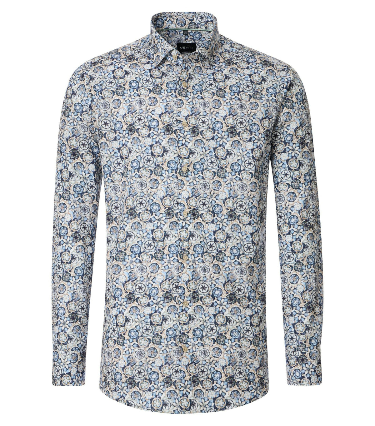 Venti Modern Fit Floral Print Shirt - Blue 5019-420-image-1-68a5225f62165