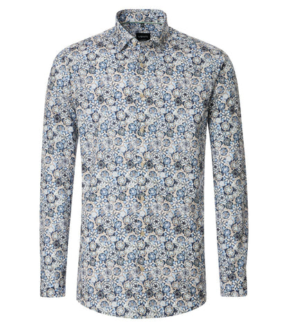 Venti Modern Fit Floral Print Shirt - Blue 5019-420-image-1-68a5225f62165