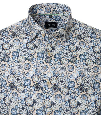 Venti Modern Fit Floral Print Shirt - Blue 5019-420-image-3-68a5225fb6090