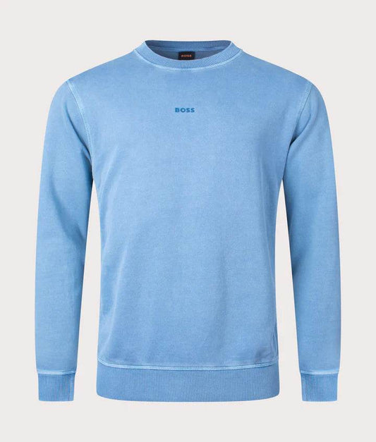 BOSS Relaxed Fit Garment Dyed Wefade Sweatshirt - Light Blue 50472271-sky