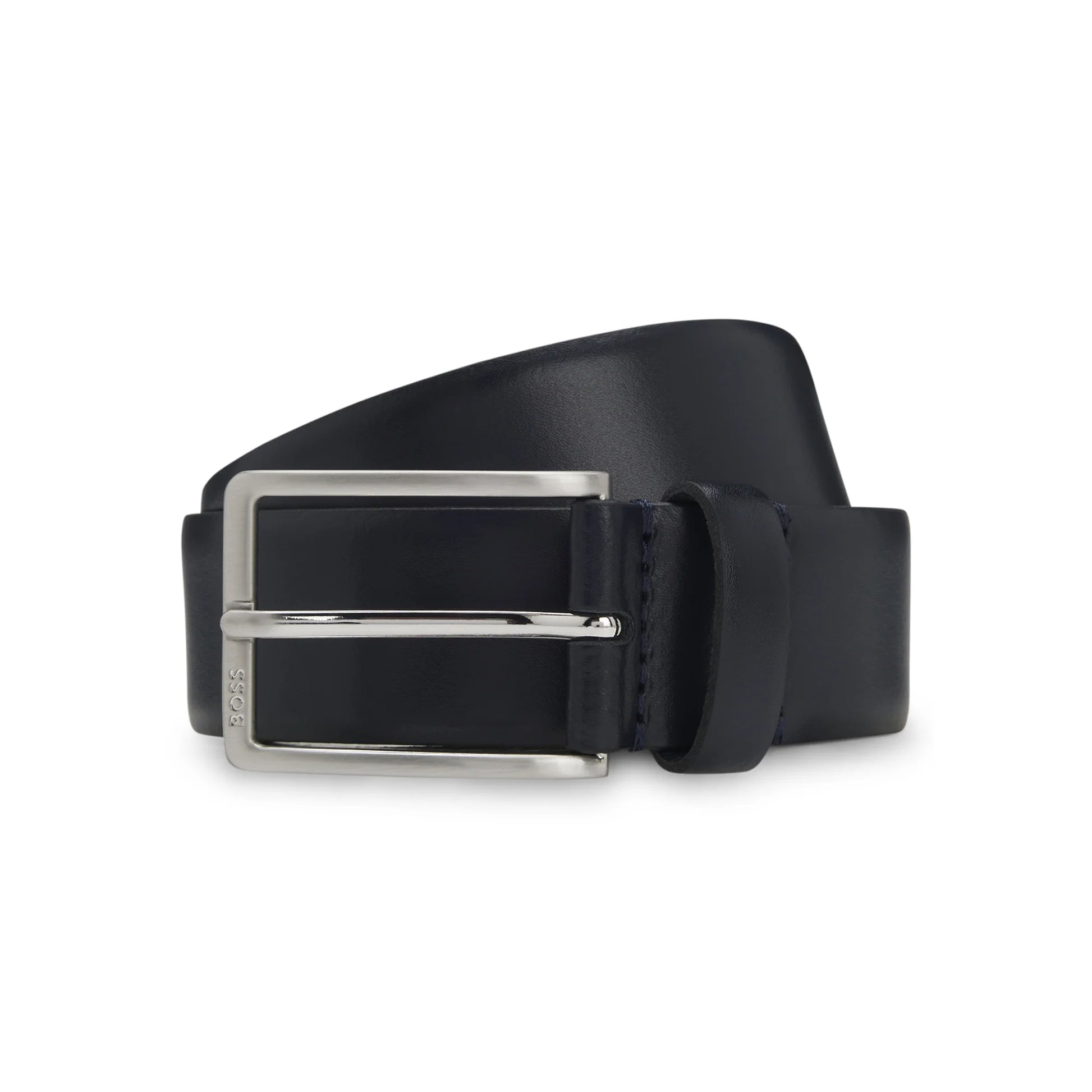 Hugo Boss Italian-made Leather Belt With Engraved-logo Buckle - Navy 50491834-410-1