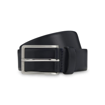 Hugo Boss Italian-made Leather Belt With Engraved-logo Buckle - Navy 50491834-410-1