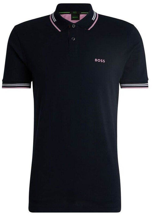 Hugo Boss Stretch-cotton Slim-fit Polo Shirt With Branding - Dark Blue 50506193-403-1