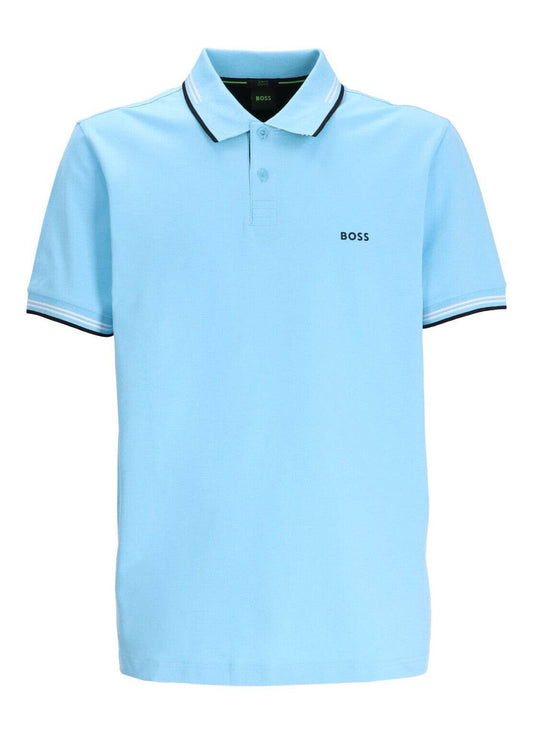 Hugo Boss Stretch-cotton Slim-fit Polo Shirt With Branding - Turquoise 50506193-447-1
