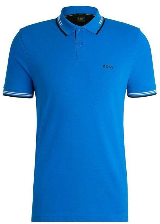Hugo Boss Stretch-cotton Slim-fit Polo Shirt With Branding - Blue 50506193-461-1