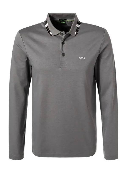 Hugo Boss Pleesy Stripe Collar Dark Navy Polo Shirt - Medium Grey 50512096-036