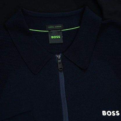 Hugo Boss Boss Golf Shirt - Knitted Ls Momentum Lite Slim - Dark Blue 505206044023