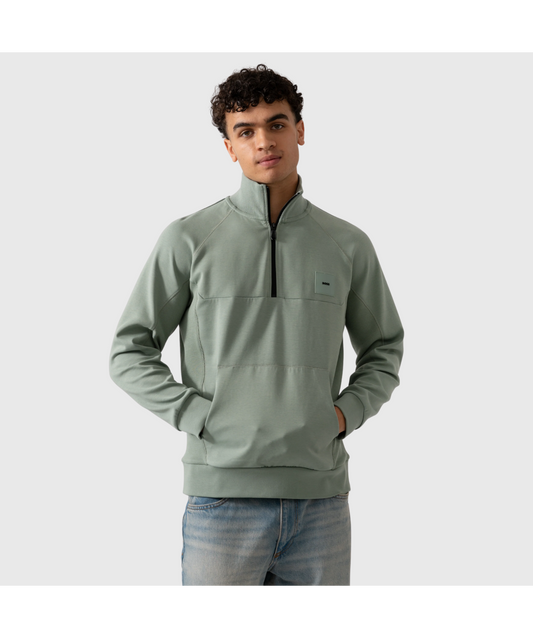 Hugo Boss Sweat Rib Half Zip Sweatshirt - Open Green 505372063571