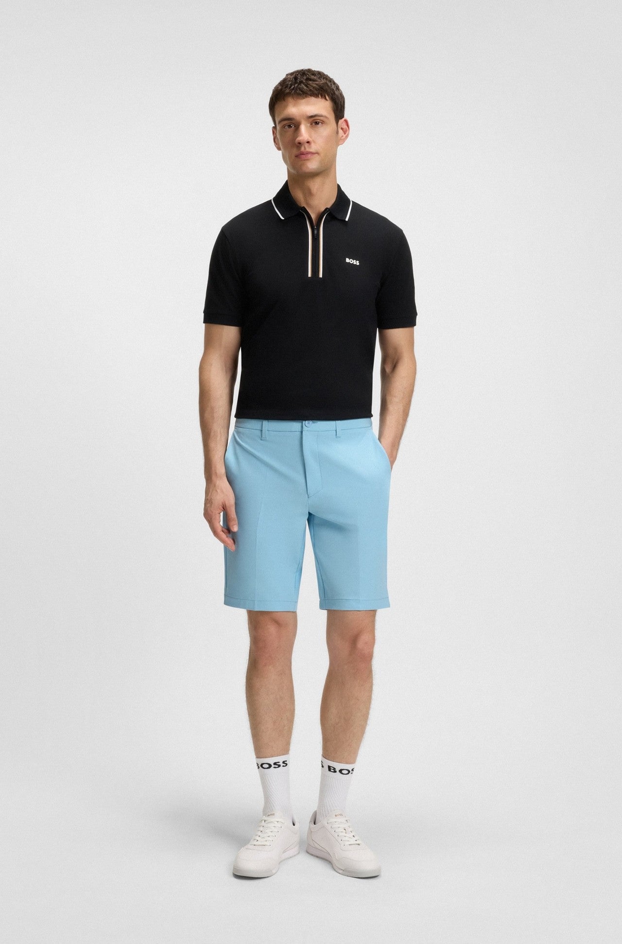 Hugo Boss Slim-fit Shorts in Water-repellent Stretch Fabric - Light Blue 50540337-455-2