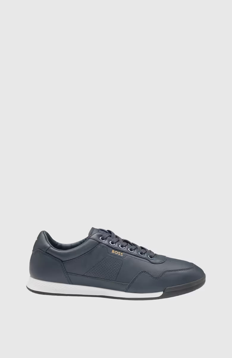 Hugo Boss Nappa-leather Trainers With Perforated Details - Dark Blue 50542099_401_2