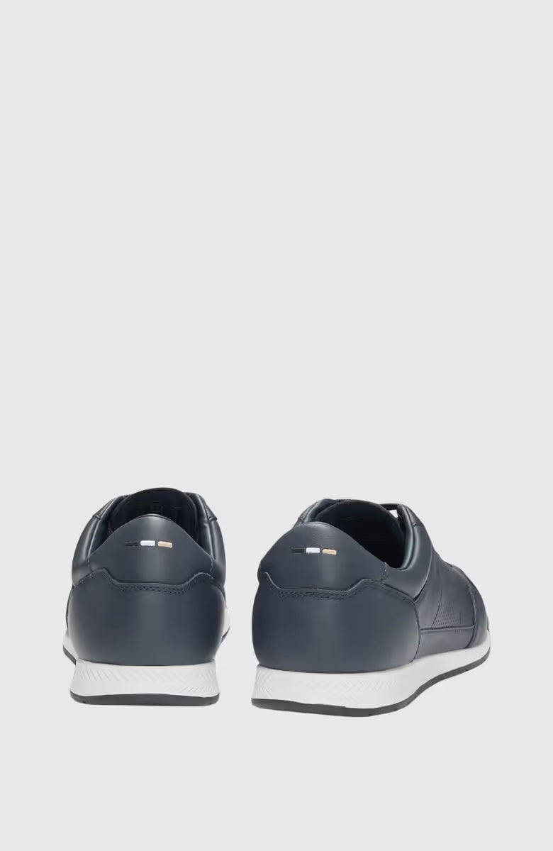 Hugo Boss Nappa-leather Trainers With Perforated Details - Dark Blue 50542099_401_3