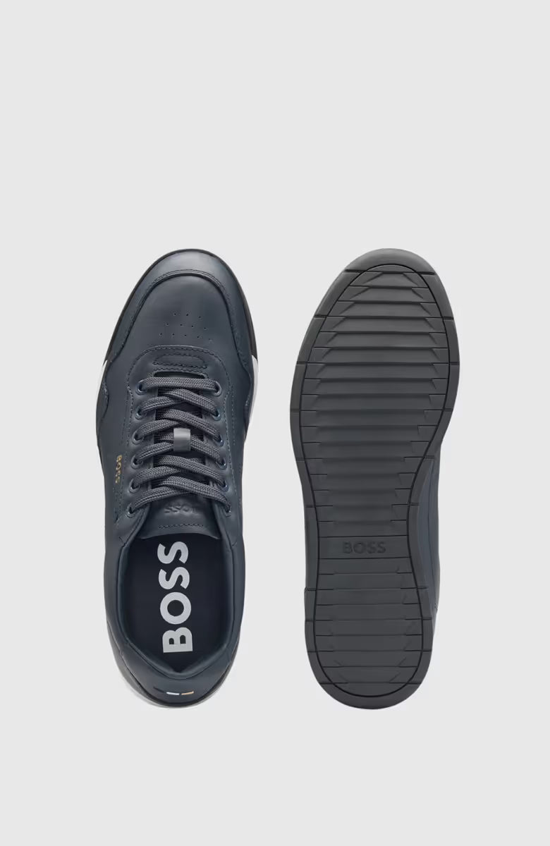 Hugo Boss Nappa-leather Trainers With Perforated Details - Dark Blue 50542099_401_4