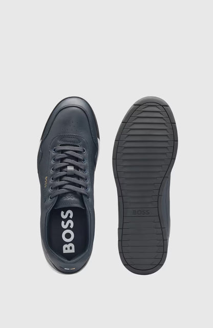 Hugo Boss Nappa-leather Trainers With Perforated Details - Dark Blue 50542099_401_4