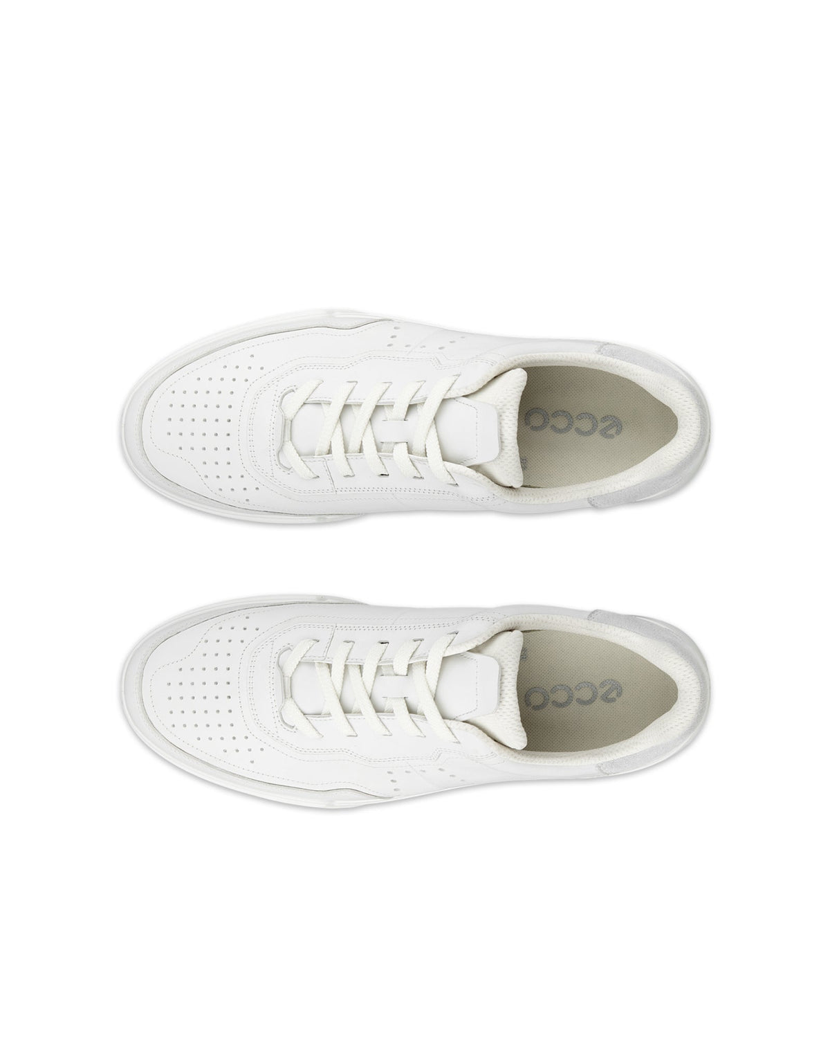 Ecco Street Court Leather Trainers - White 539814-52292-top_left_pair_eCom