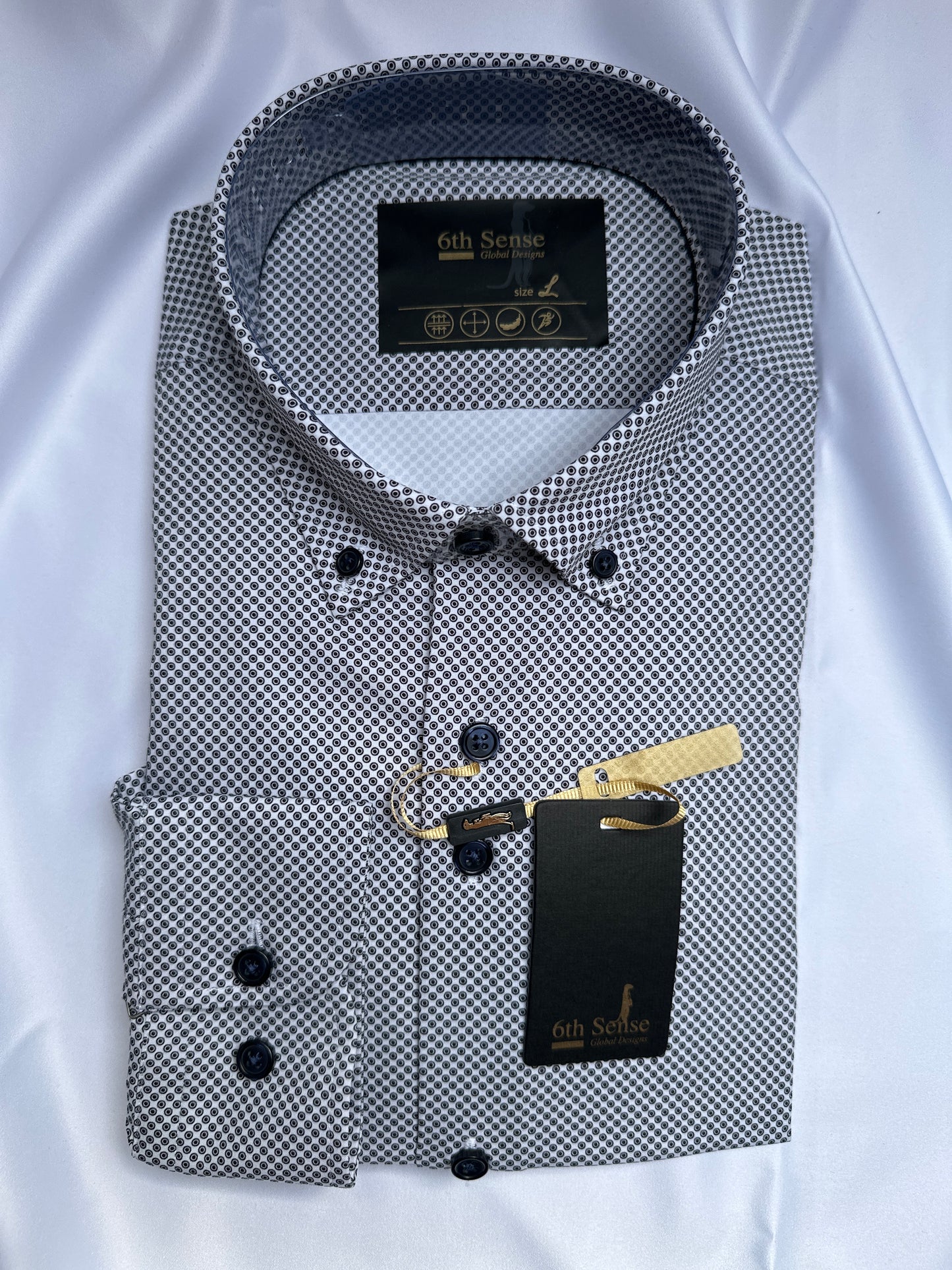 Grey 6th Sense Design performance shirt, fabric close-up — Ryle Menswear, Tralee