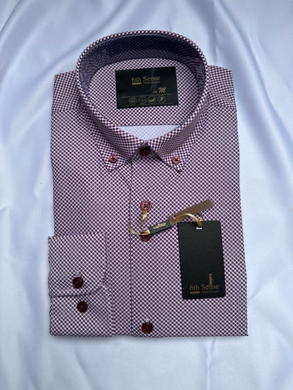Light purple dot-print shirt, close-up of the dot print — Ryle Menswear, Tralee