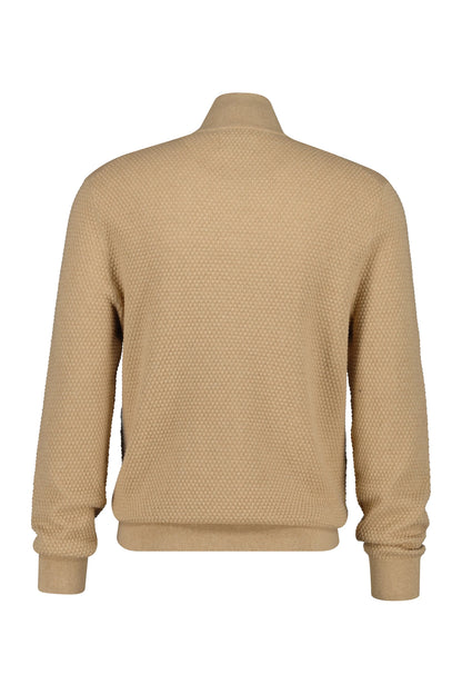 Gant Textured Cotton Merino Half Zip Sweater - Khaki 80502632962