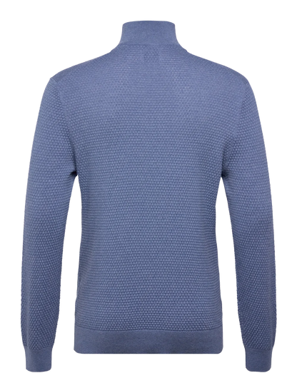 Gant Textured Cotton Merino Half Zip - Denim Blue Melange 805026396-2