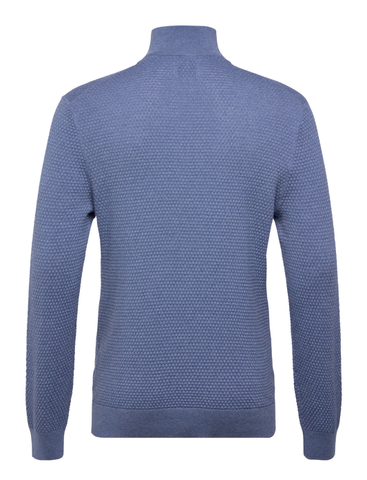 Gant Textured Cotton Merino Half Zip - Denim Blue Melange 805026396-2