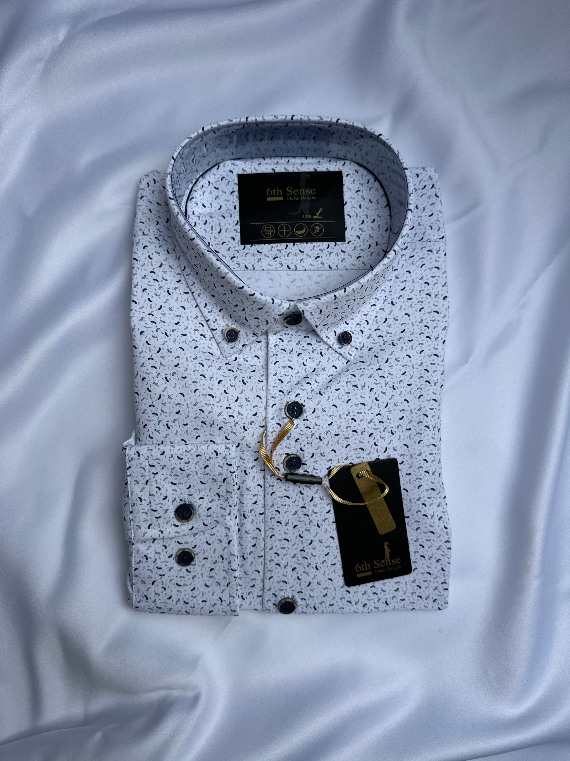 6th Sense Design white micro-print performance shirt at Ryle Menswear, Tralee