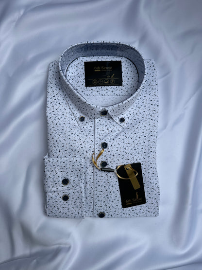 6th Sense Design white micro-print performance shirt at Ryle Menswear, Tralee