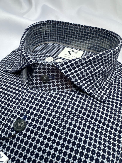 R2 Amsterdam Printed Widespread Collar Shirt - Blue 924805E7-D0A2-4B38-A980-EEFCC5B5D9DE