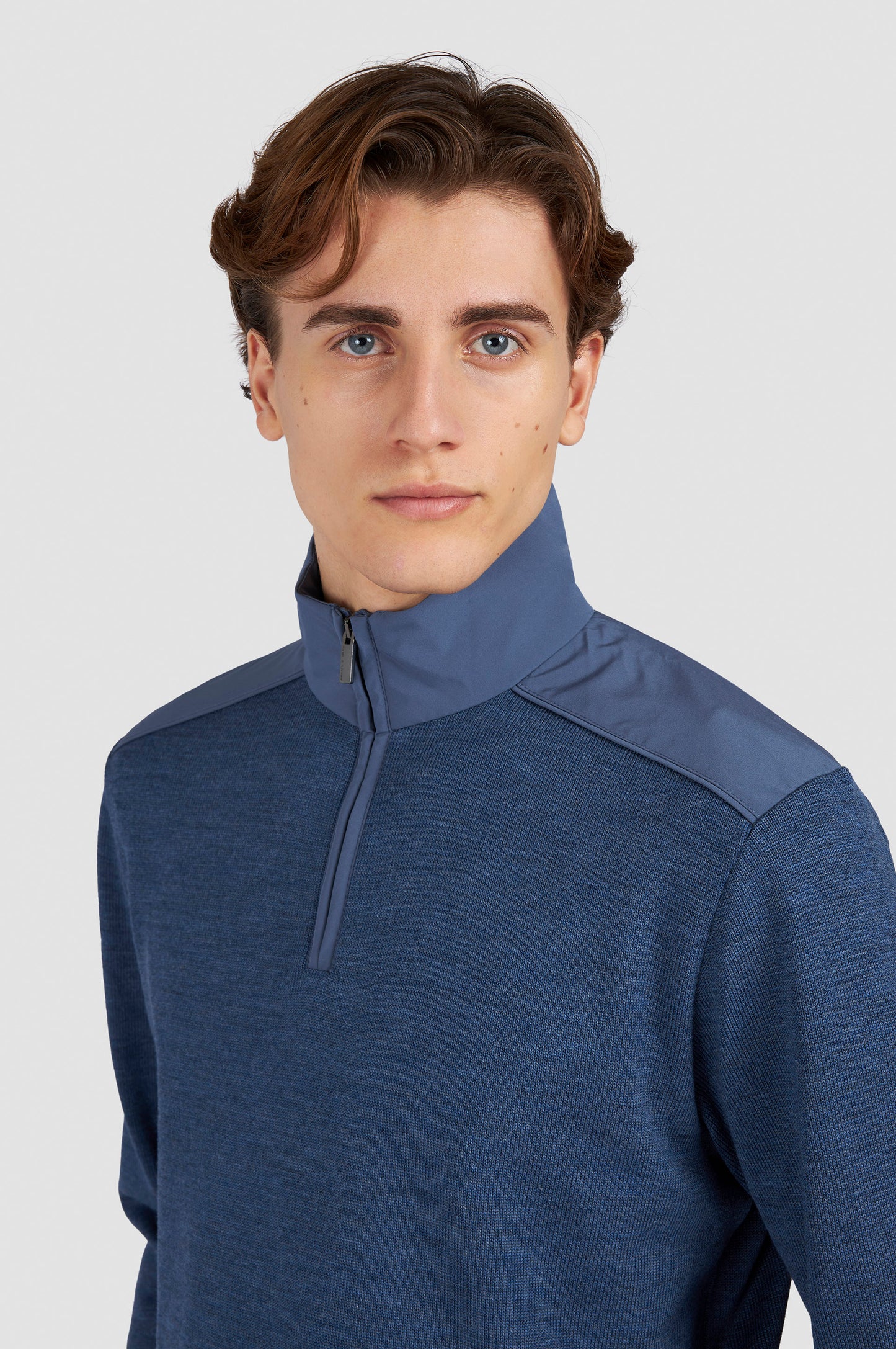 Paul & Shark Half-zip Sweater in Soft Cool Touch Wool - Blue 99311021-635-ad-v