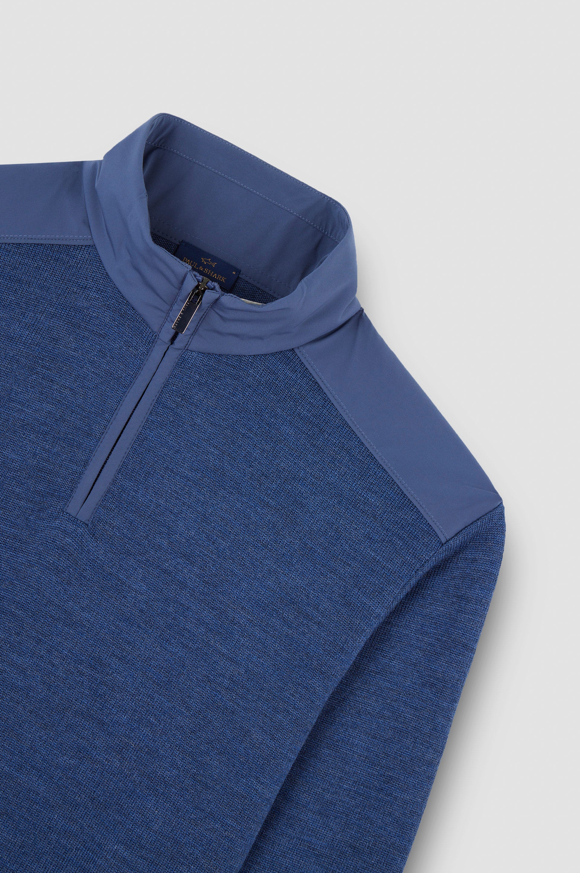 Paul & Shark Half-zip Sweater in Soft Cool Touch Wool - Blue 99311021-635-d-v
