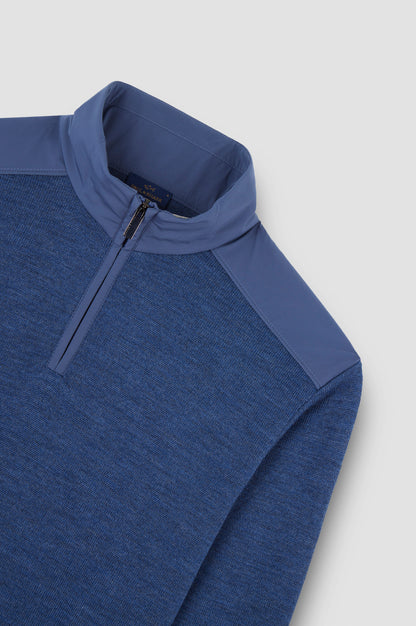 Paul & Shark Half-zip Sweater in Soft Cool Touch Wool - Blue 99311021-635-d-v