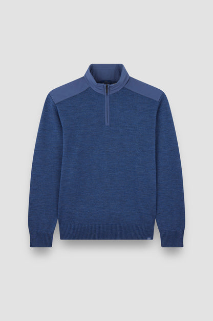Paul & Shark Half-zip Sweater in Soft Cool Touch Wool - Blue 99311021-635-f-v
