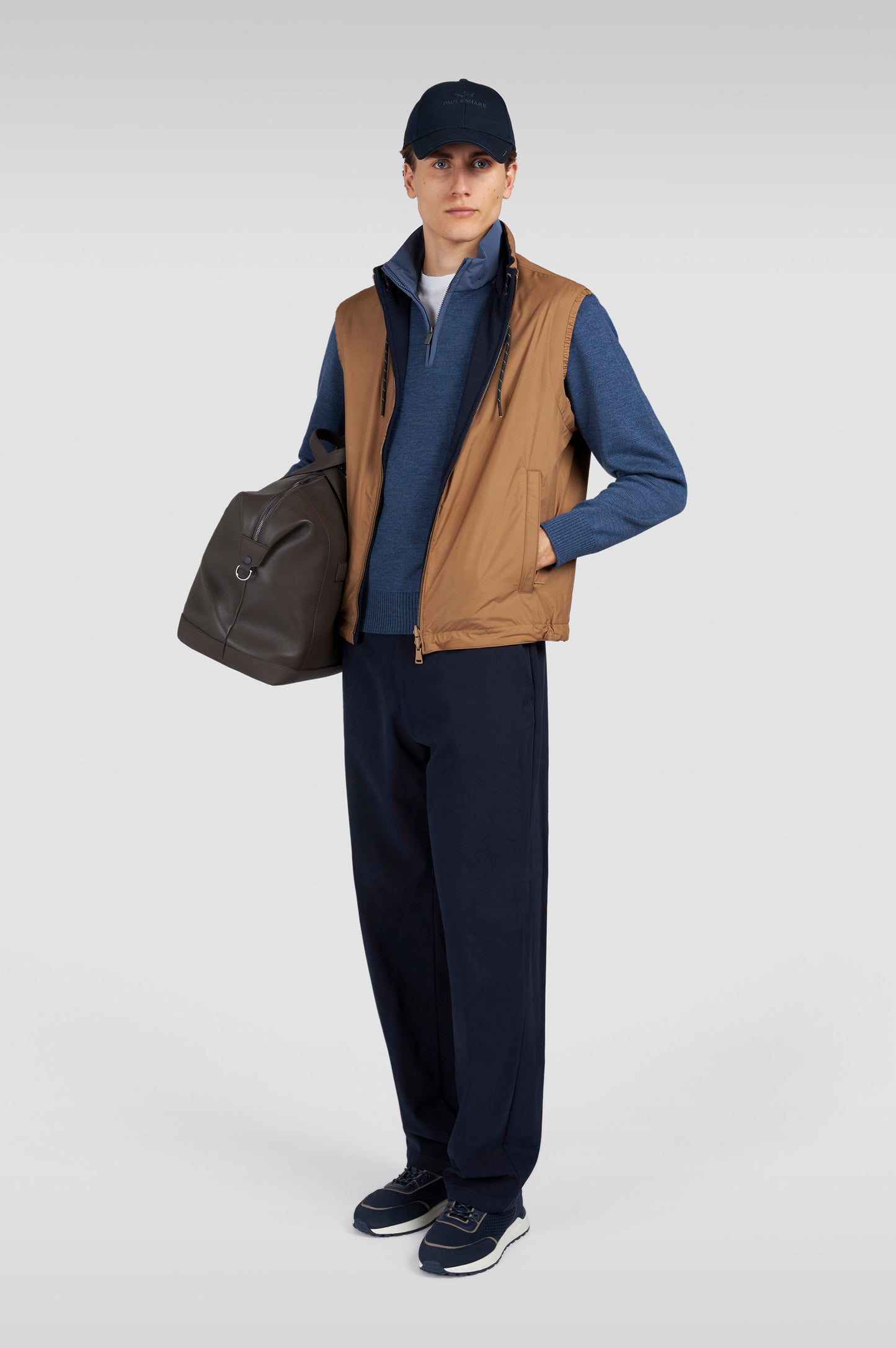 Paul & Shark Half-zip Sweater in Soft Cool Touch Wool - Blue 99311021-635-lf-v