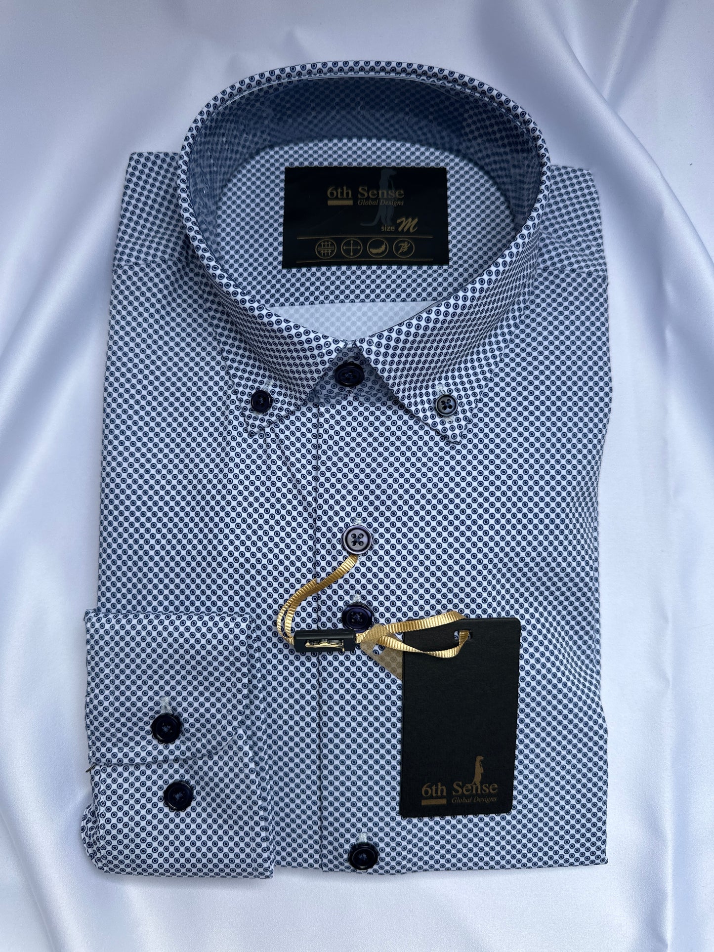 Blue 6th Sense Design performance shirt, fabric close-up — Ryle Menswear, Tralee