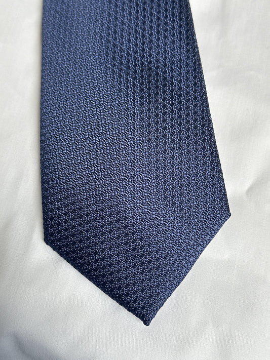 Navy textured tie and matching pocket square at Ryle Menswear, Tralee