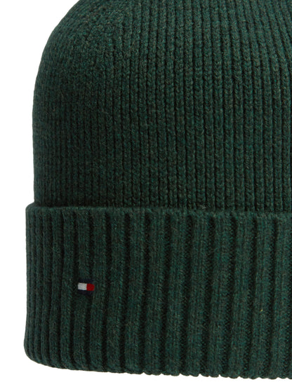 Tommy Hilfiger Flag Beanie with Cashmere - Majestic Emerald AM0AM12796_L6L_alternate3_ay