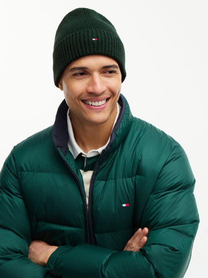 Tommy Hilfiger Flag Beanie with Cashmere - Majestic Emerald AM0AM12796_L6L_alternate4_ay