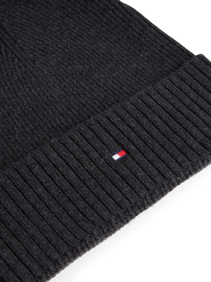 Tommy Hilfiger Flag Beanie with Cashmere - Charcoal Grey AM0AM12796_PA7_alternate3_ay