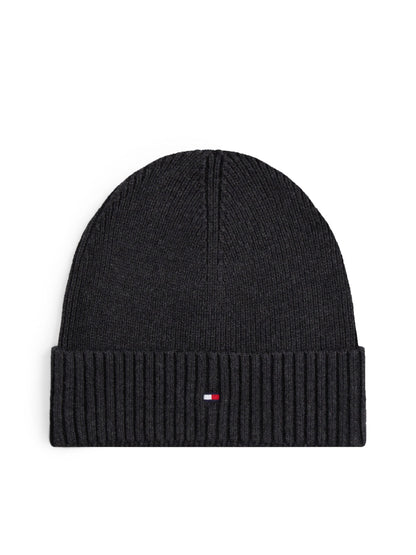 Tommy Hilfiger Flag Beanie with Cashmere - Charcoal Grey AM0AM12796_PA7_main_ay