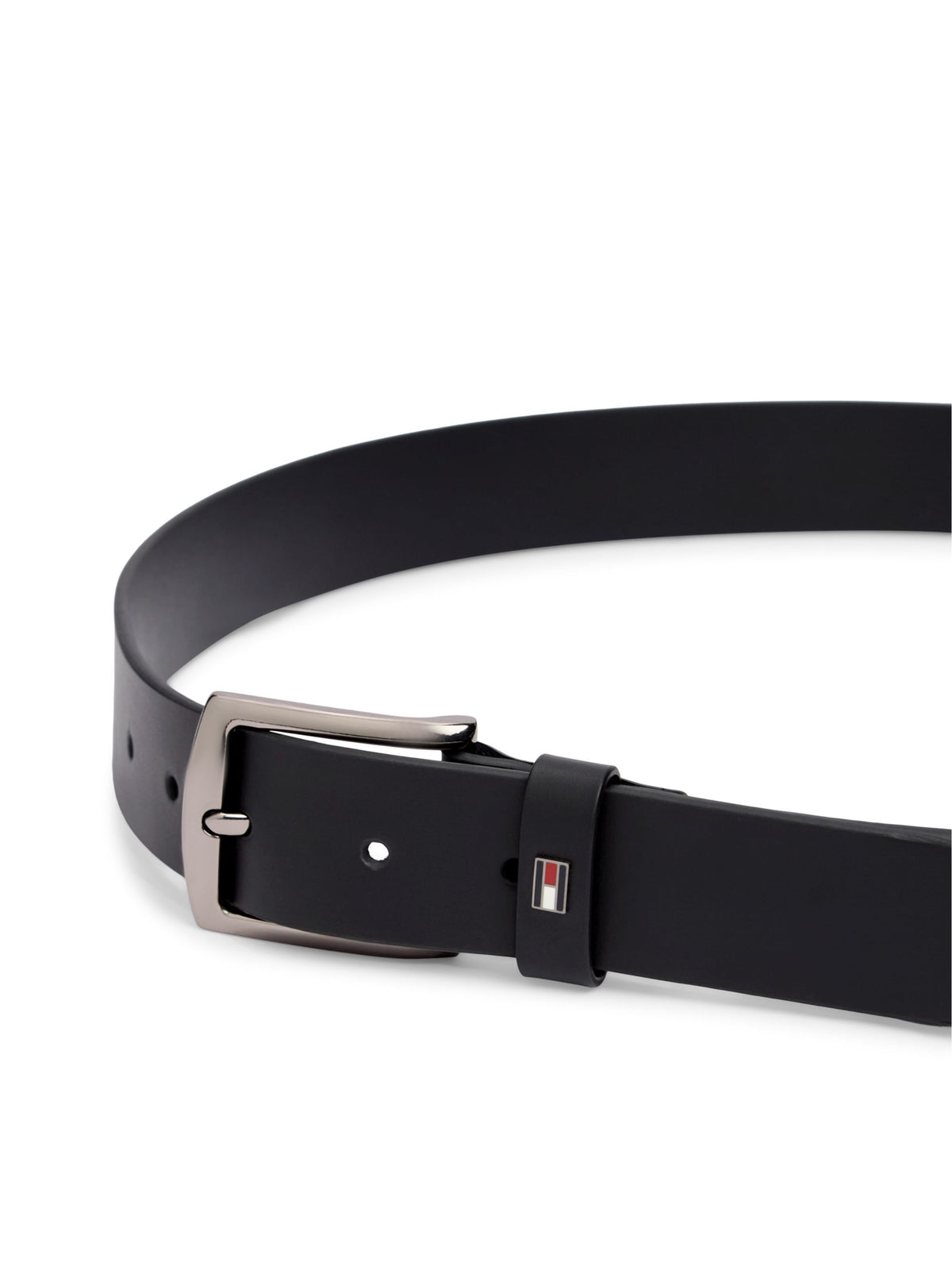 Tommy Hilfiger Denton Leather Enamel Flag Belt 3.5cm - Black AM0AM14814_BDS_alternate2_ay
