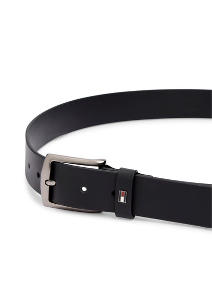 Tommy Hilfiger Denton Leather Enamel Flag Belt 3.5cm - Black AM0AM14814_BDS_alternate2_ay