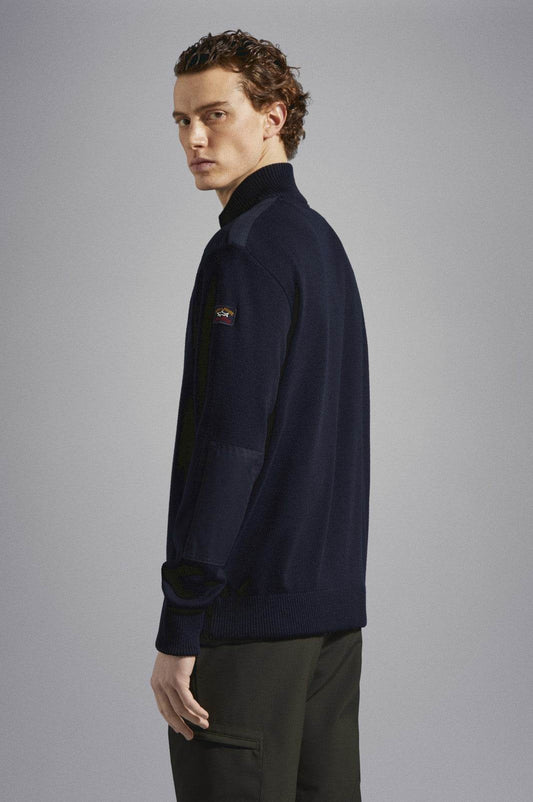 Paul & Shark Wool Full Zip Sweater With Iconic Badge - Dark Blue C0P1029-050-ab-v_764d4b65-eb58-4625-8650-7ae35aca991c
