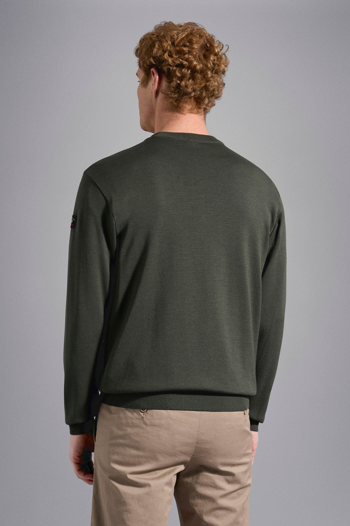 Paul & Shark Merino Wool Crew Neck with Iconic Badge C0p1040 - Dark Green C0P1040-044-ab-v