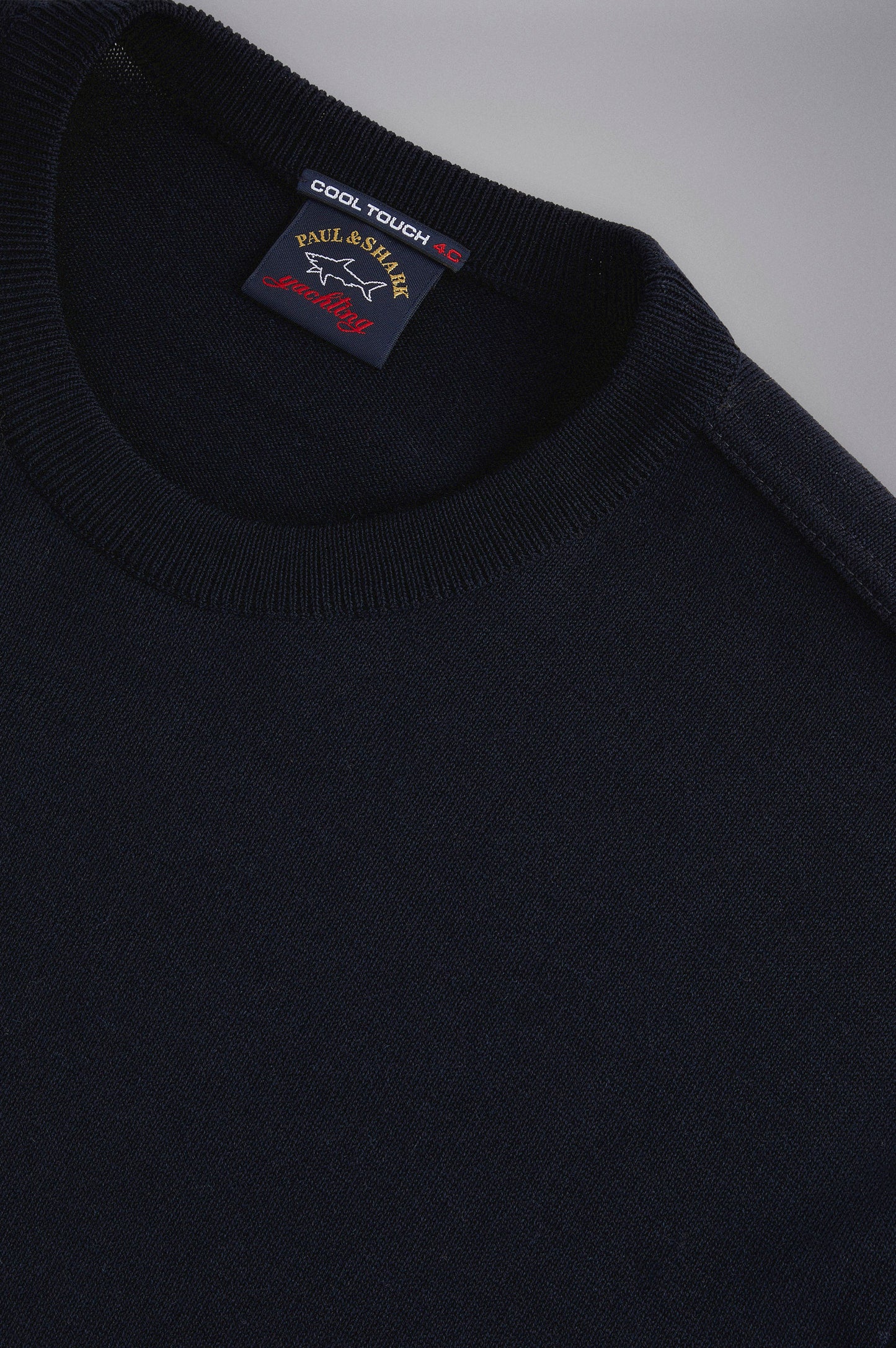 Paul & Shark Merino Wool Crew Neck with Iconic Badge C0P1040 - Navy C0P1040-050-d-v
