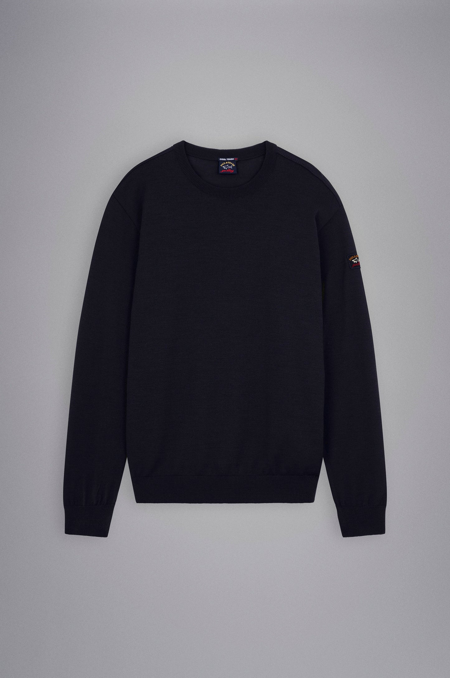 Paul & Shark Merino Wool Crew Neck with Iconic Badge C0P1040 - Navy C0P1040-050-f-v