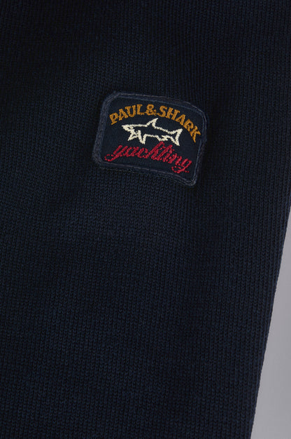 Paul & Shark Merino Wool V-neck With Iconic Badge C0P1041 - Navy C0P1041-050-d-v