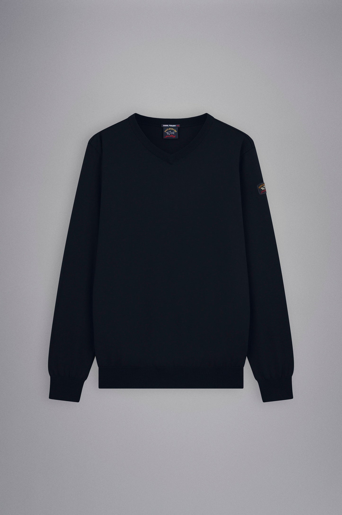 Paul & Shark Merino Wool V-neck With Iconic Badge C0P1041 - Navy C0P1041-050-f-v