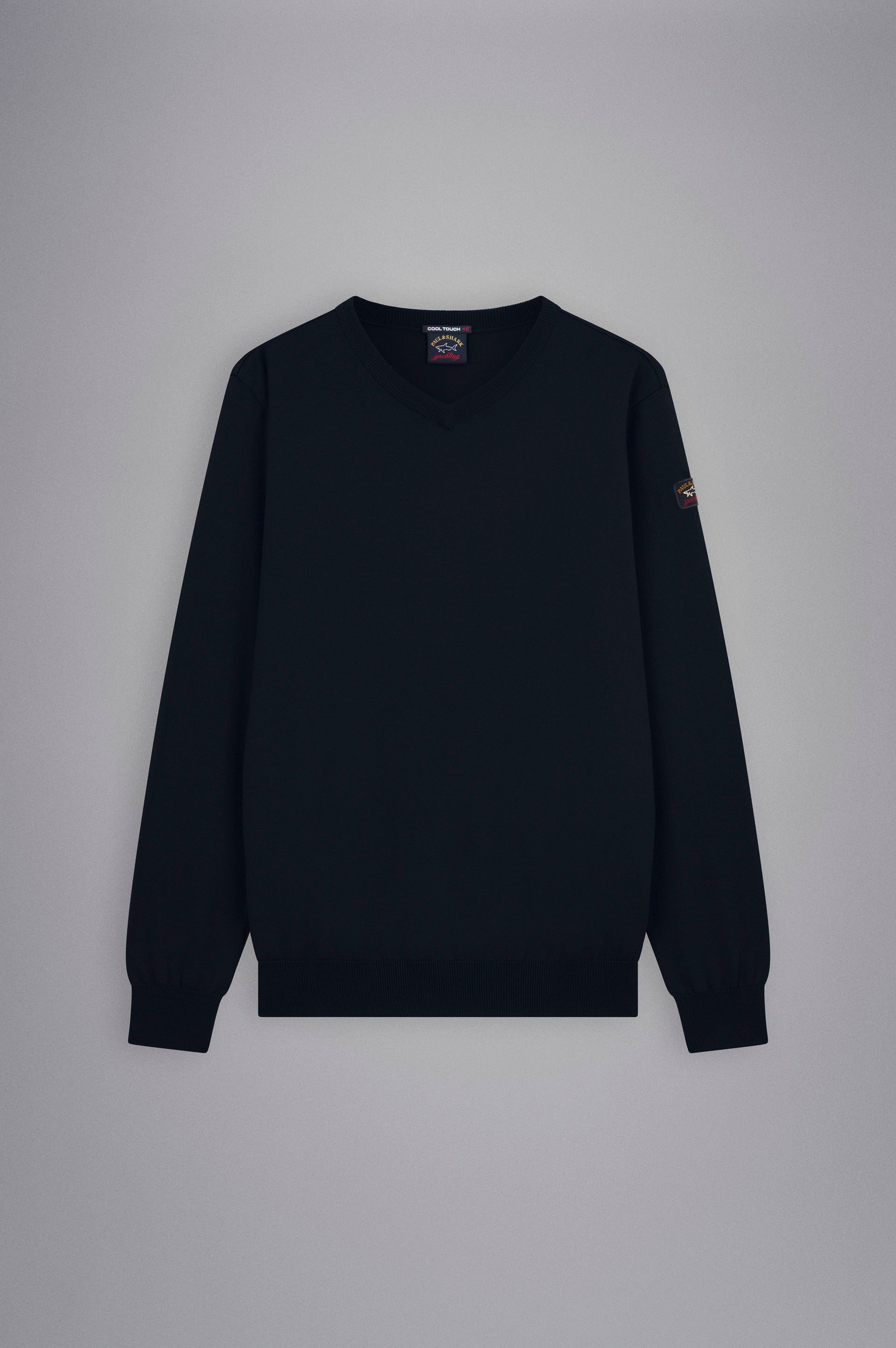 Paul & Shark Merino Wool V-neck With Iconic Badge C0P1041 - Navy C0P1041-050-f-v