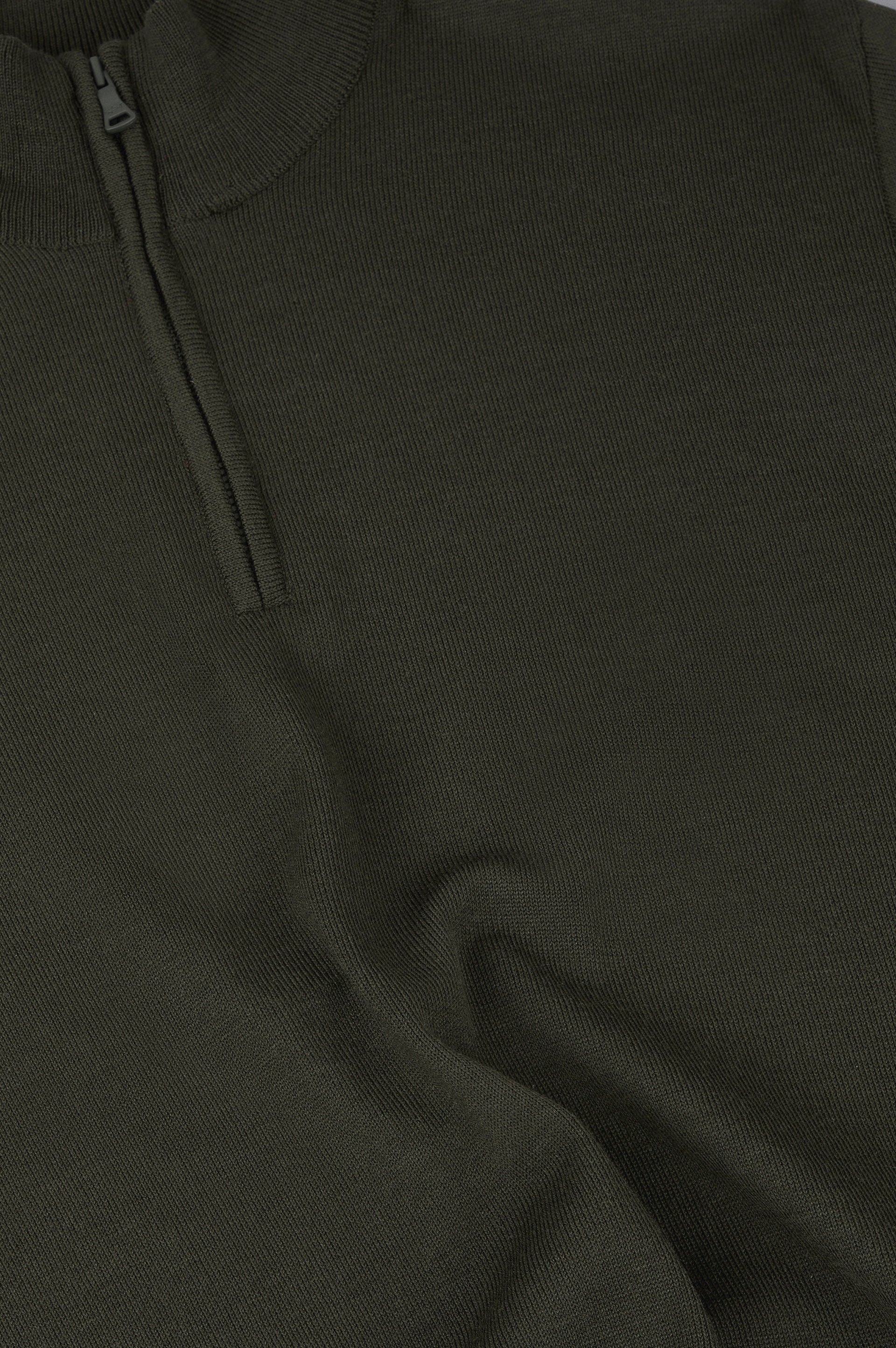 Paul & Shark Half-zip Merino Wool Sweater with Iconic Badge - Forest Night C0P1043-044-d-v