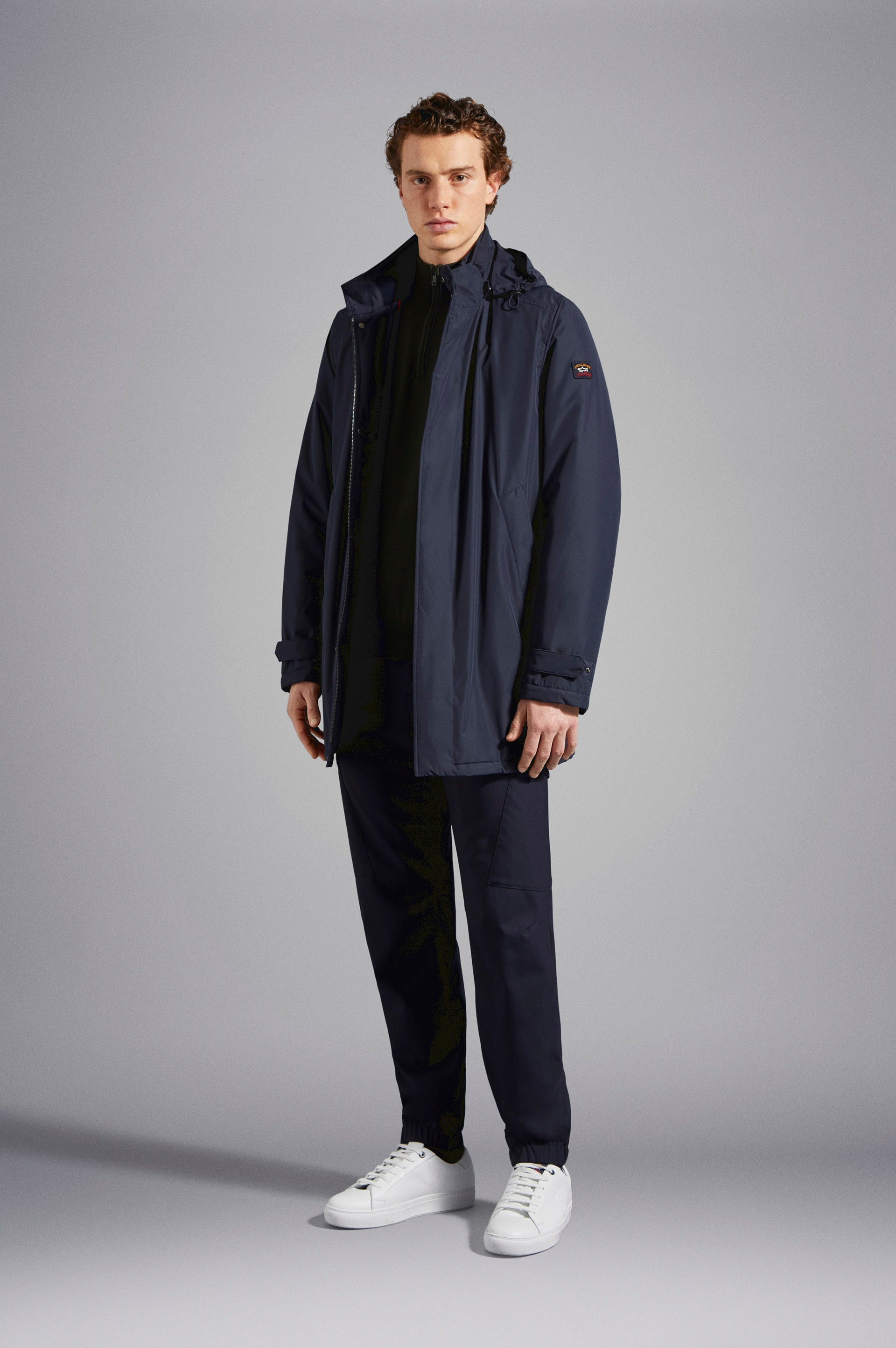 Paul & Shark Half-zip Merino Wool Sweater with Iconic Badge - Forest Night C0P1043-044-lf-v
